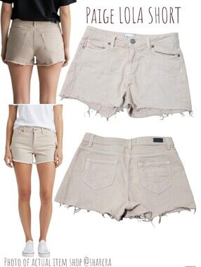Paige Women's Lola short Jean shorts Echo Park wash Beige Denim Jean Cutoffs 26